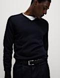 Pure Cotton V-Neck Knitted Jumper