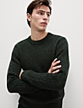 Lambswool Blend Textured Crew Neck Jumper