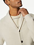 Cotton Blend Ribbed Shawl Collar Cardigan