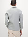 Cotton Blend Ribbed Shawl Collar Cardigan