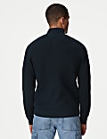 Cotton Blend Funnel Neck Zip Up Jumper