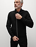 Pull en coton mélangé à col cheminée et fermeture à glissière