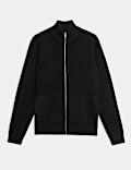Pull en coton mélangé à col cheminée et fermeture à glissière