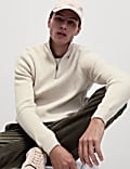 Cotton Blend Ribbed Funnel Neck Jumper