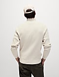 Cotton Blend Ribbed Funnel Neck Jumper