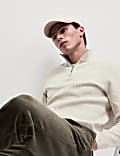 Cotton Blend Ribbed Funnel Neck Jumper