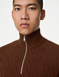 Cotton Blend Cable Funnel Neck Jumper