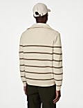 Cotton Blend Striped Half Zip Jumper