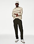 Cotton Blend Striped Half Zip Jumper