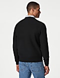 Cotton Blend Textured Crew Neck Jumper