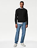 Cotton Blend Textured Crew Neck Jumper