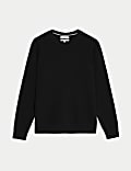 Cotton Blend Textured Crew Neck Jumper