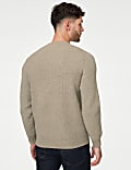 Cotton Blend Textured Crew Neck Jumper