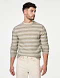 Cotton Blend Striped Crew Neck Jumper