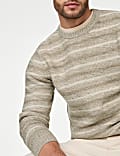 Cotton Blend Striped Crew Neck Jumper