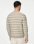 Cotton Blend Striped Crew Neck Jumper