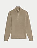 Cotton Blend Half Up Ribbed Jumper