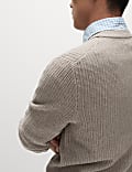 Cotton Blend Textured Crew Neck Jumper