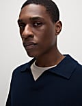 Cotton Rich Open Neck Jumper with Wool