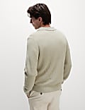 Cotton Rich Open Neck Jumper with Wool