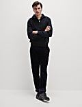 Cotton Blend Textured Half Zip Jumper