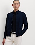 Cotton Blend Ribbed Funnel Neck Jacket