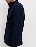 Cotton Blend Ribbed Funnel Neck Jacket