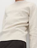 Cotton Blend Fine Ribbed Crew Neck Jumper
