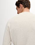 Cotton Blend Fine Ribbed Crew Neck Jumper