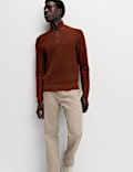 Cotton Blend Rib Half Zip Jumper