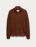 Cotton Blend Rib Half Zip Jumper