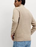 Cotton Blend Ribbed Half Zip Jumper