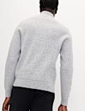 Cotton Blend Ribbed Half Zip Jumper