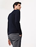 Gerippter Pullover aus Merinomischgewebe mit Stehkragen