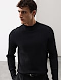 Merino Blend Rib Mock Neck Jumper