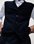Cotton Rich Textured V-Neck Knitted Waistcoat
