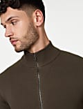 Cotton Rich Funnel Neck Zip Through Jumper