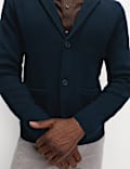 Cotton Blend Cuban Collar Knitted Blazer