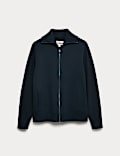 Cotton Blend Milano-Knit Zip Up Jumper