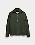 Cotton Blend Funnel Neck Zip Up Jumper