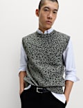Cotton Blend Crew Neck Knitted Vest