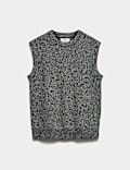 Cotton Blend Crew Neck Knitted Vest
