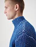 Wool Blend Funnel Neck Plaited Jumper