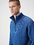 Wool Blend Funnel Neck Plaited Jumper