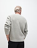 Textured V-Neck Cardigan with Wool