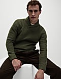 Textured Shawl Collar Jumper with Wool