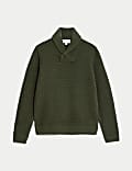 Textured Shawl Collar Jumper with Wool
