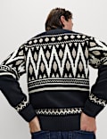 Chaqueta de punto estilo Fair Isle con cuello chimenea y lana