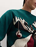 Pure Cotton Crew Neck Merry Moose Jumper