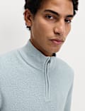 Cotton Rich Textured Half Zip Jumper